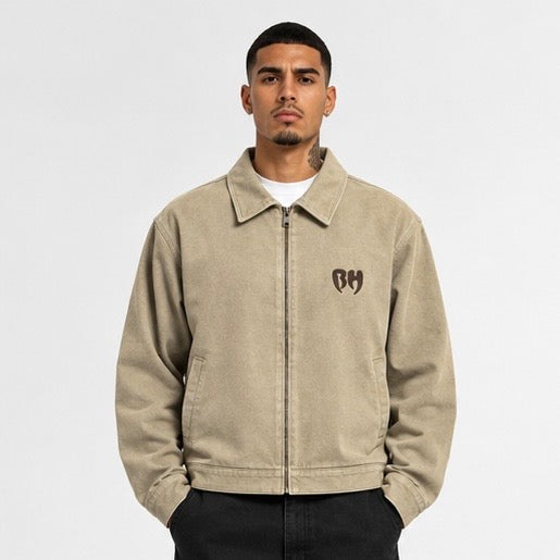 Jeans Jacket brookly Harlem Logo 3D (Beige)
