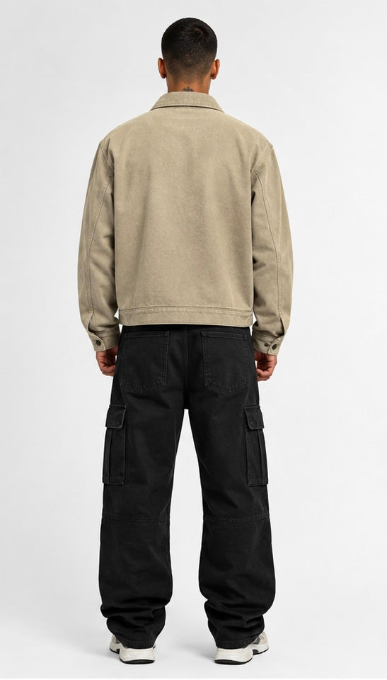 Jeans Jacket brookly Harlem Logo 3D (Beige)