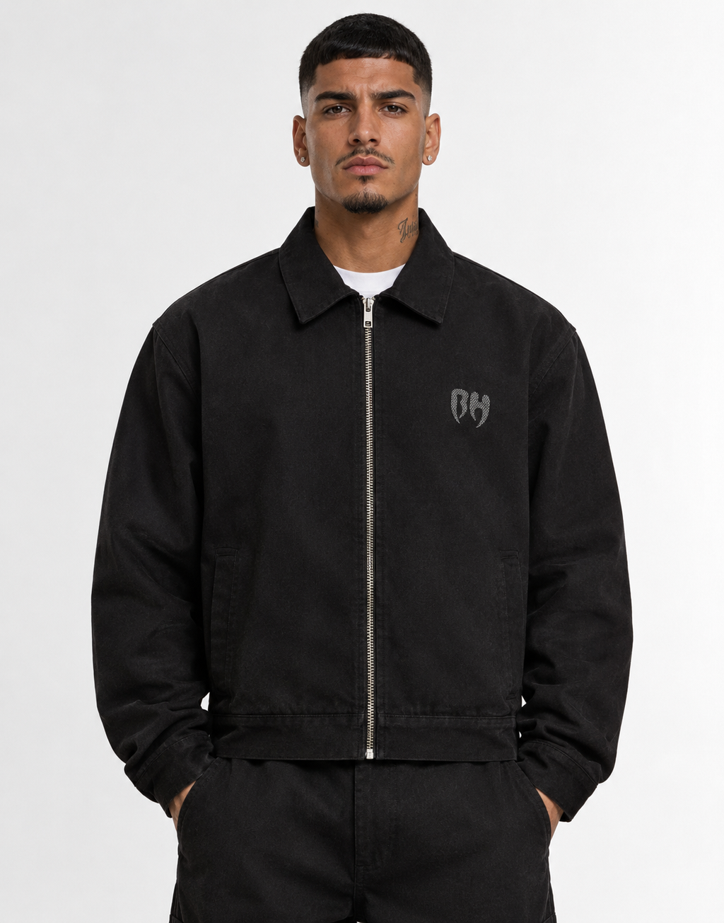 Jeans Jacket brookly Harlem Logo 3D(Black)