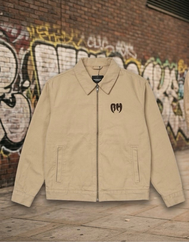 Jeans Jacket brookly Harlem Logo 3D (Beige)